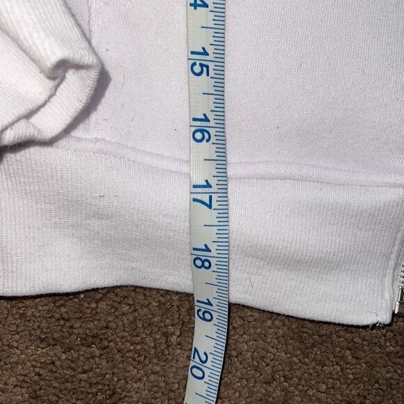 Womens Drawstring‎ Full Zip Up Cropped Hoodie Sweatshirt White Size Small - Picture 6 of 6